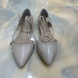Aldo beige leather Pointed Toe Lace up Ballerina Flats